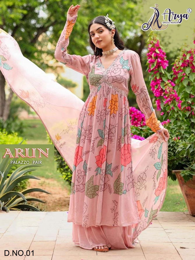 Arun By Arya Heavy Georgette Printed Alia Cut Readymade Catalog